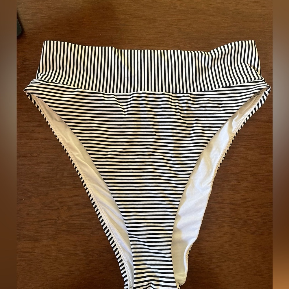 Aerie Striped High-Waist High-Cut bikini bottoms
